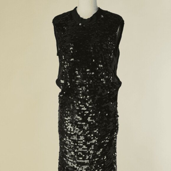 LANVIN Black Sequin Sleeveless Shift Dress - Picture 4 of 4